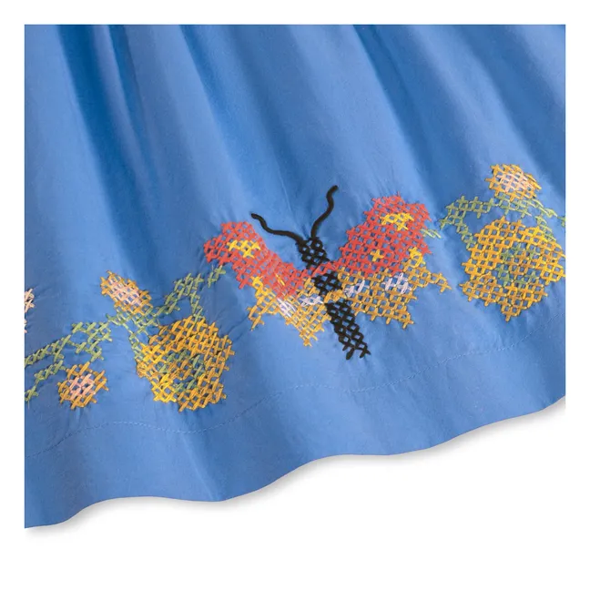 Rosalyn Butterfly organic cotton ruffled top | Blue