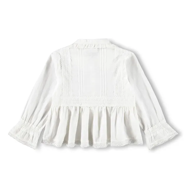 Reece organic cotton ruffled blouse | White