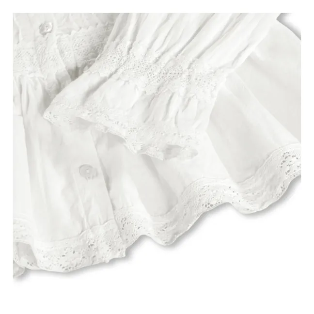 Reece organic cotton ruffled blouse | White