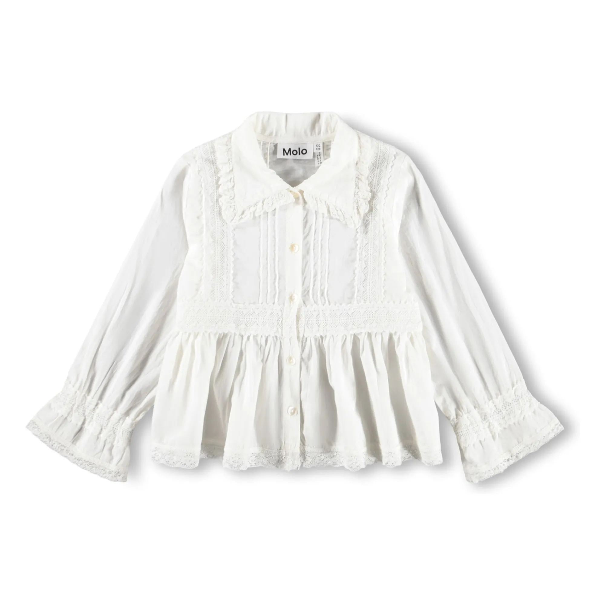 Molo White Reece Organic Cotton Ruffled Blouse