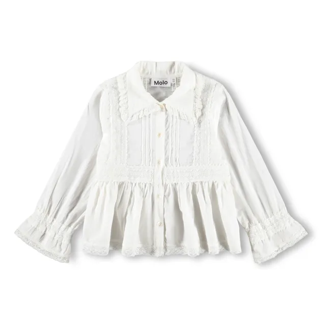 Bluse Volants Reece Bio-Baumwolle | Weiß