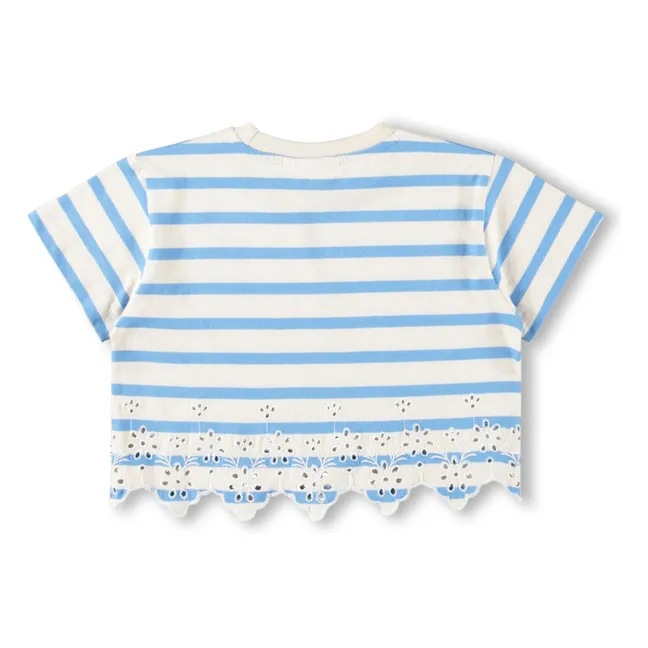 T-shirt Rosita Rayé Coton Bio | Bleu Clair