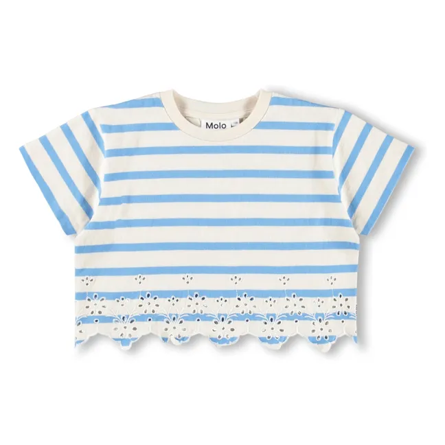 Rosita Striped Organic Cotton T-shirt | Light Blue