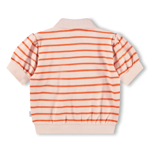 Polo Raki Rayé Coton Bio | Rose pâle