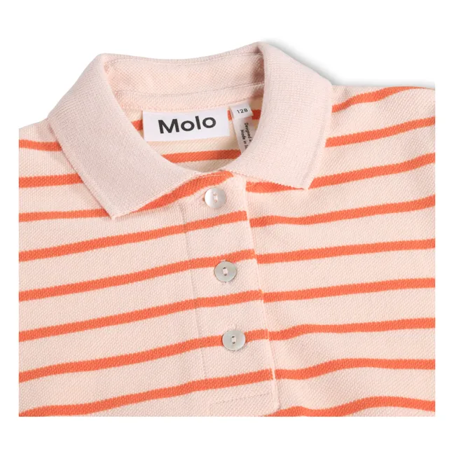 Polo de algodón ecológico a rayas caqui | Rosa Pálido