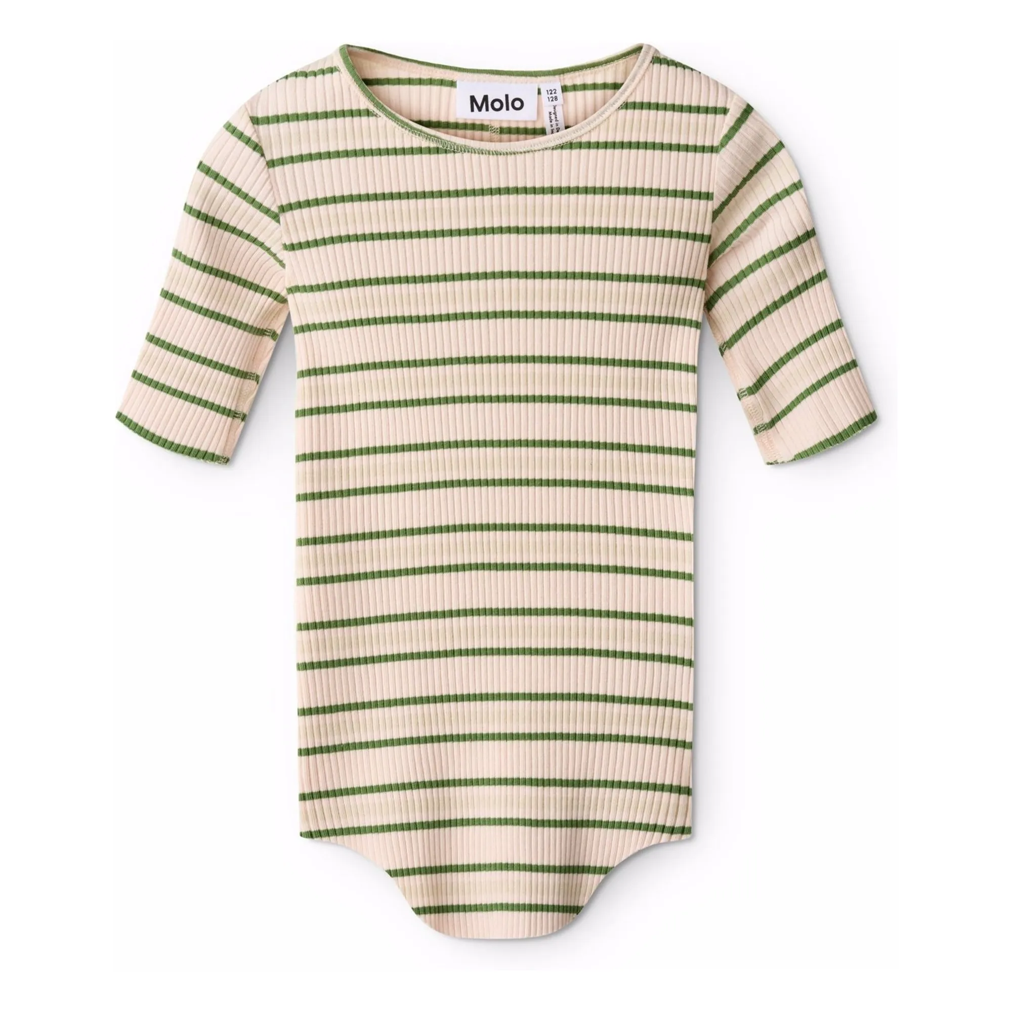 Molo Ecru Ronelle Ribbed Striped Organic Cotton Bodysuit