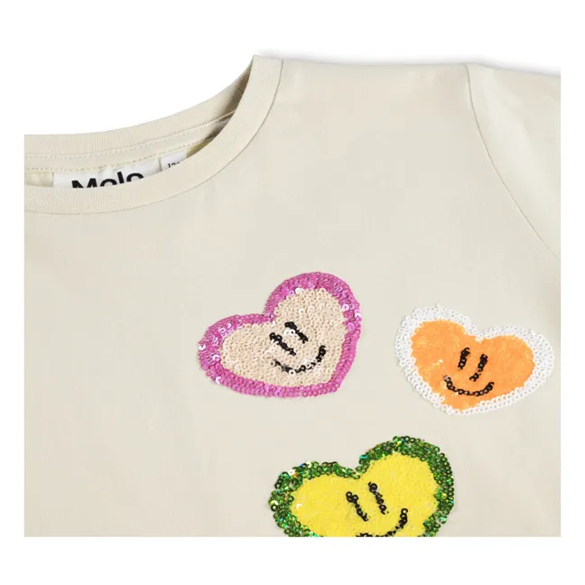 T-shirt Ranva Cœurs Coton Bio | Ecru