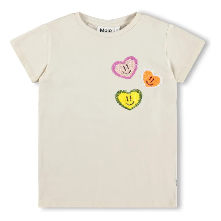 T-shirt Ranva Cœurs Coton Bio | Ecru- Image produit n°0