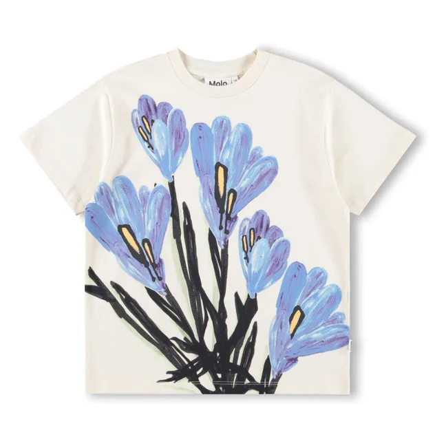 Rodnez T-shirt Flowers Organic Cotton | Ecru