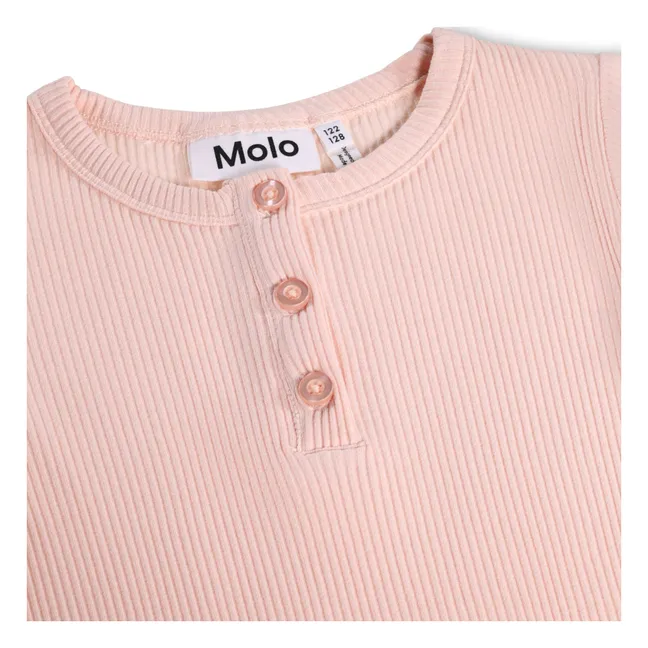T-shirt Col Boutonné Côtelé Rosey | Rose pâle