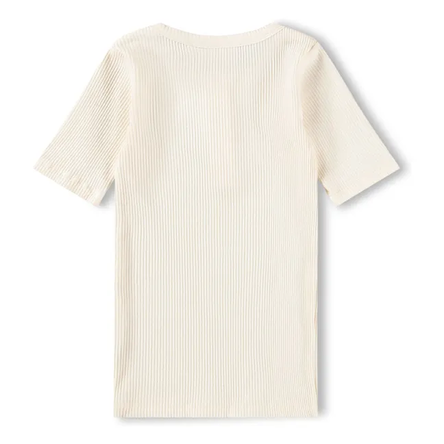 Camiseta Rosey de canalé con botones | Marfil