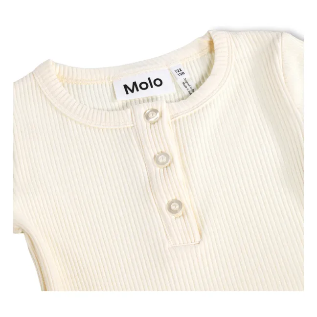 Camiseta Rosey de canalé con botones | Marfil