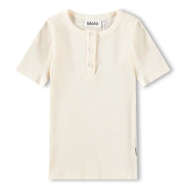 Rosey ribbed button-down T-shirt | Ivory