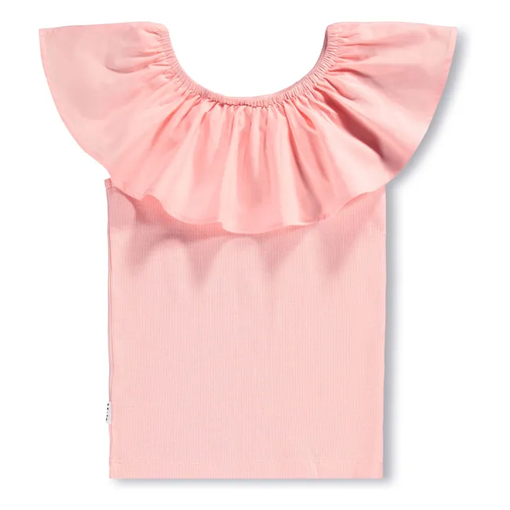 Top de volantes de algodón orgánico Reca | Rosa Melocotón- Imagen del producto n°2