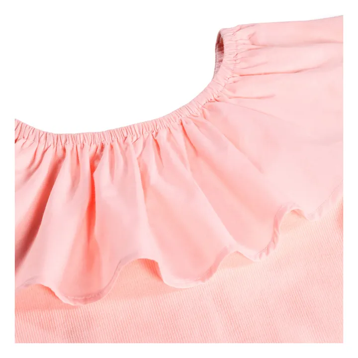 Top de volantes de algodón orgánico Reca | Rosa Melocotón- Imagen del producto n°1