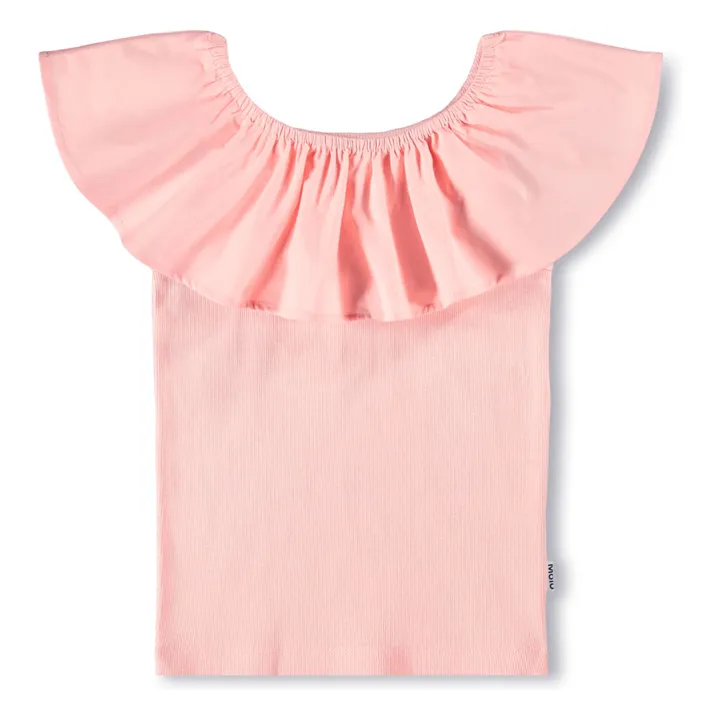 Top de volantes de algodón orgánico Reca | Rosa Melocotón- Imagen del producto n°0