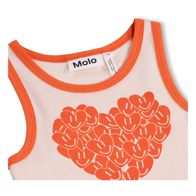 Camiseta de tirantes de algodón orgánico Rosie Cœurs | Rosa Pálido