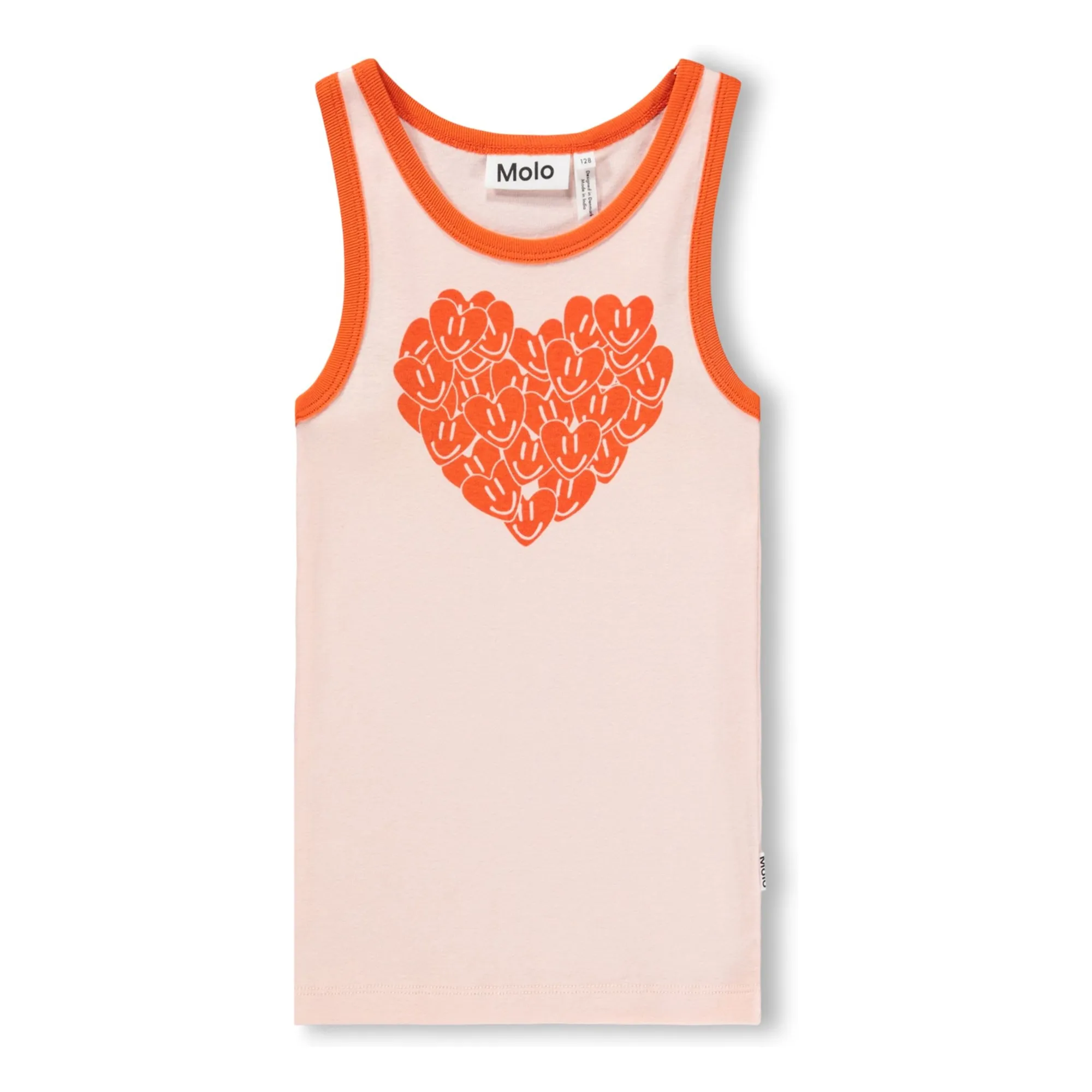 Molo Pale Pink Rosie Cœurs Coton Bio Tank Top