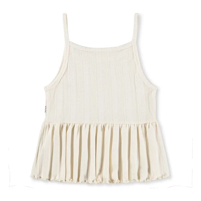 Rany camiseta de algodón orgánico con volantes | Marfil