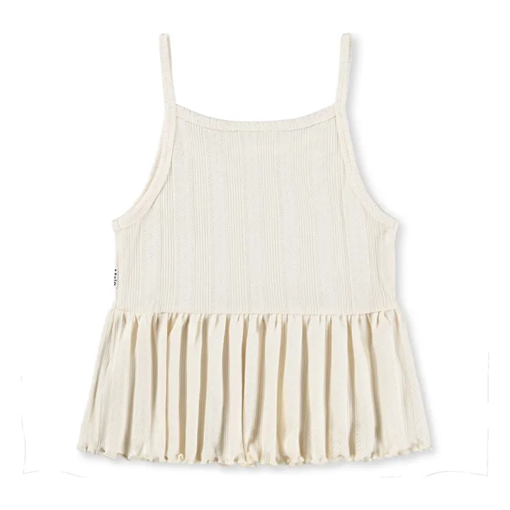 Rany camiseta de algodón orgánico con volantes | Marfil- Imagen del producto n°2
