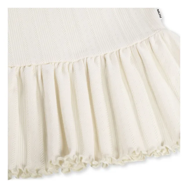 Rany camiseta de algodón orgánico con volantes | Marfil