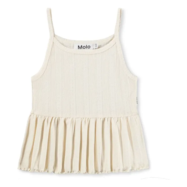 Rany camiseta de algodón orgánico con volantes | Marfil