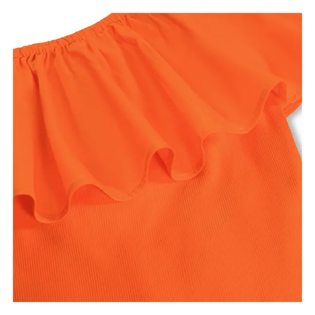 Top Rebecca Volants Asymétrique Coton Bio | Orange