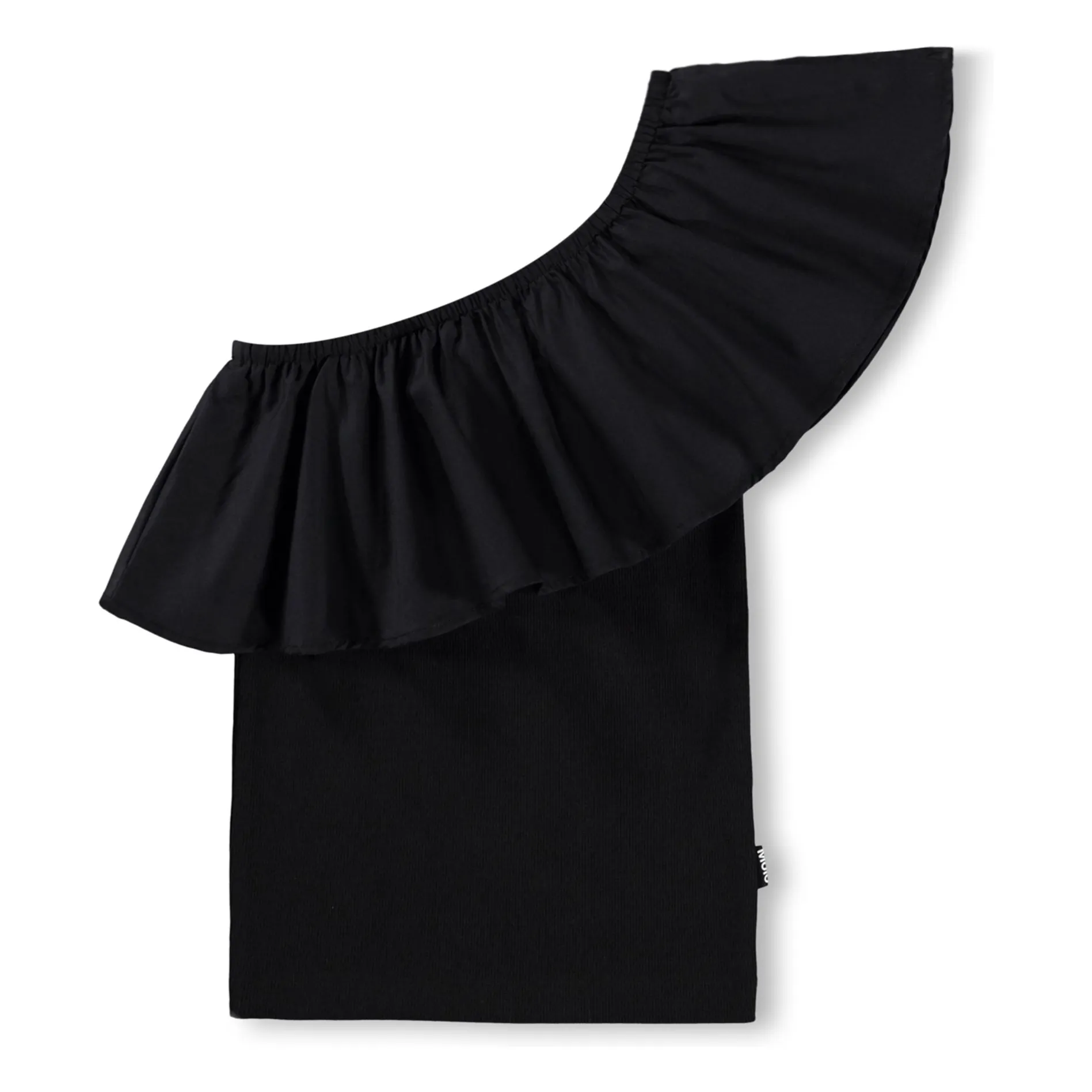 Molo Black Rebecca Top Asymmetrical Ruffles Organic Cotton