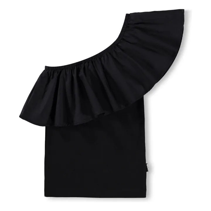 Top Rebecca Volants Asymétrique Coton Bio | Noir- Image produit n°0