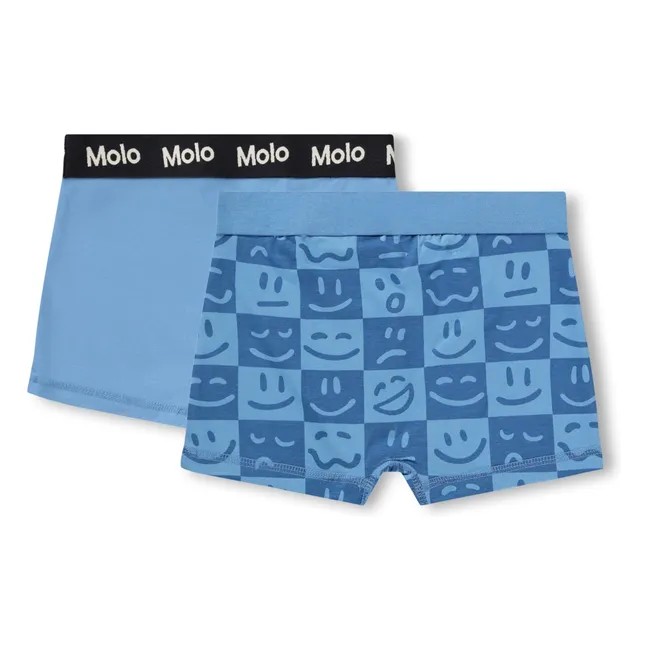 Lot de 2 Caleçons Justin Damier Coton Bio | Bleu