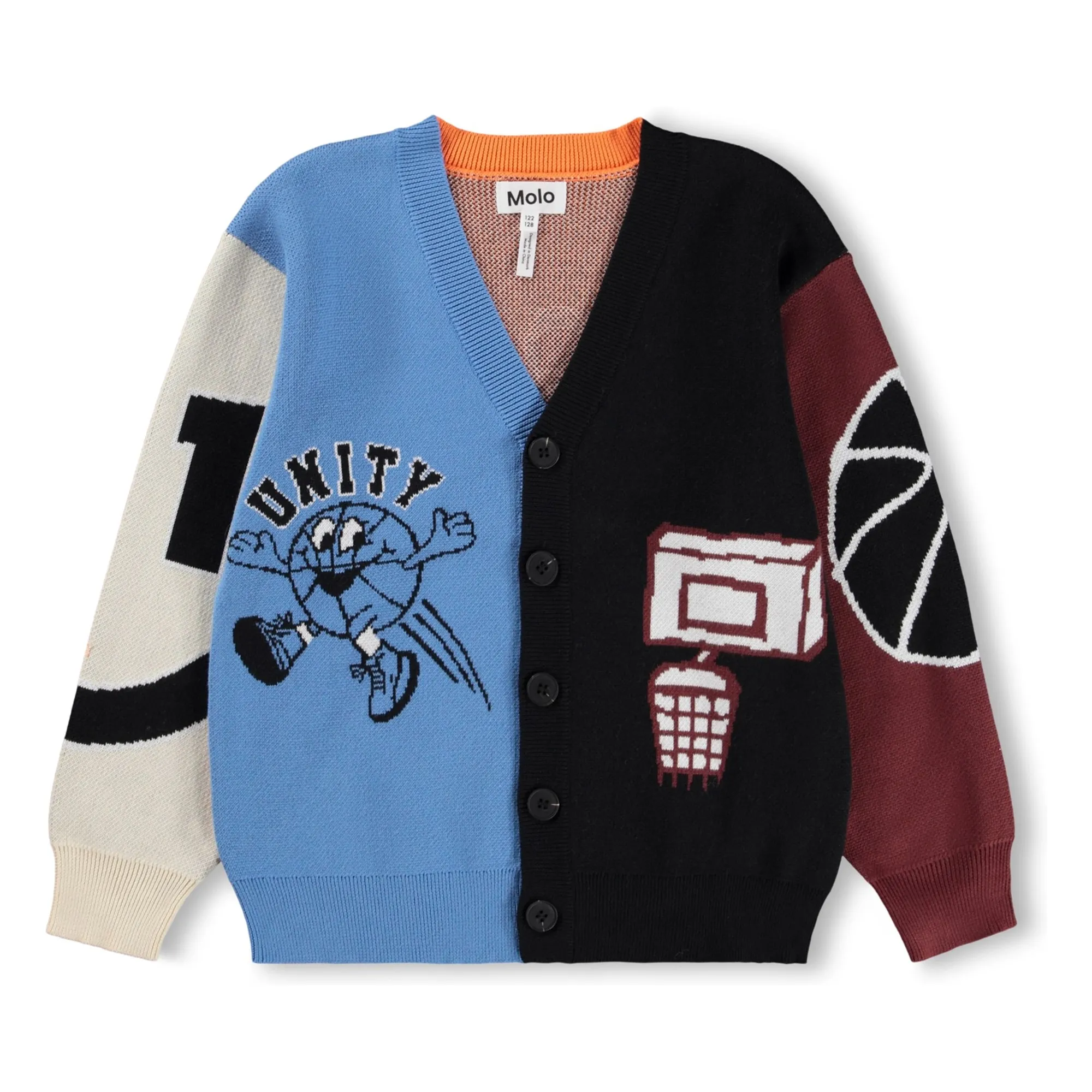 Molo Black Burt Basketball Organic Cotton Cardigan