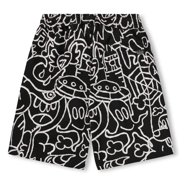 Avart Doodles Organic Cotton Shorts | Black