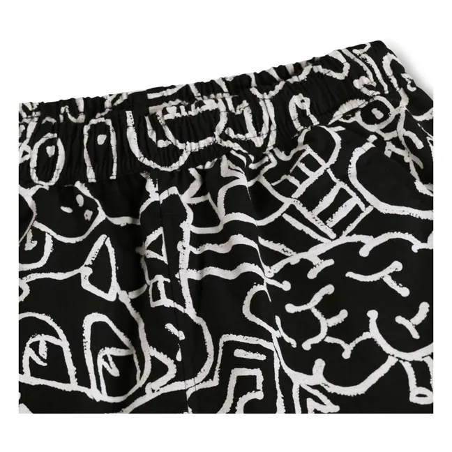 Avart Doodles Organic Cotton Shorts | Black