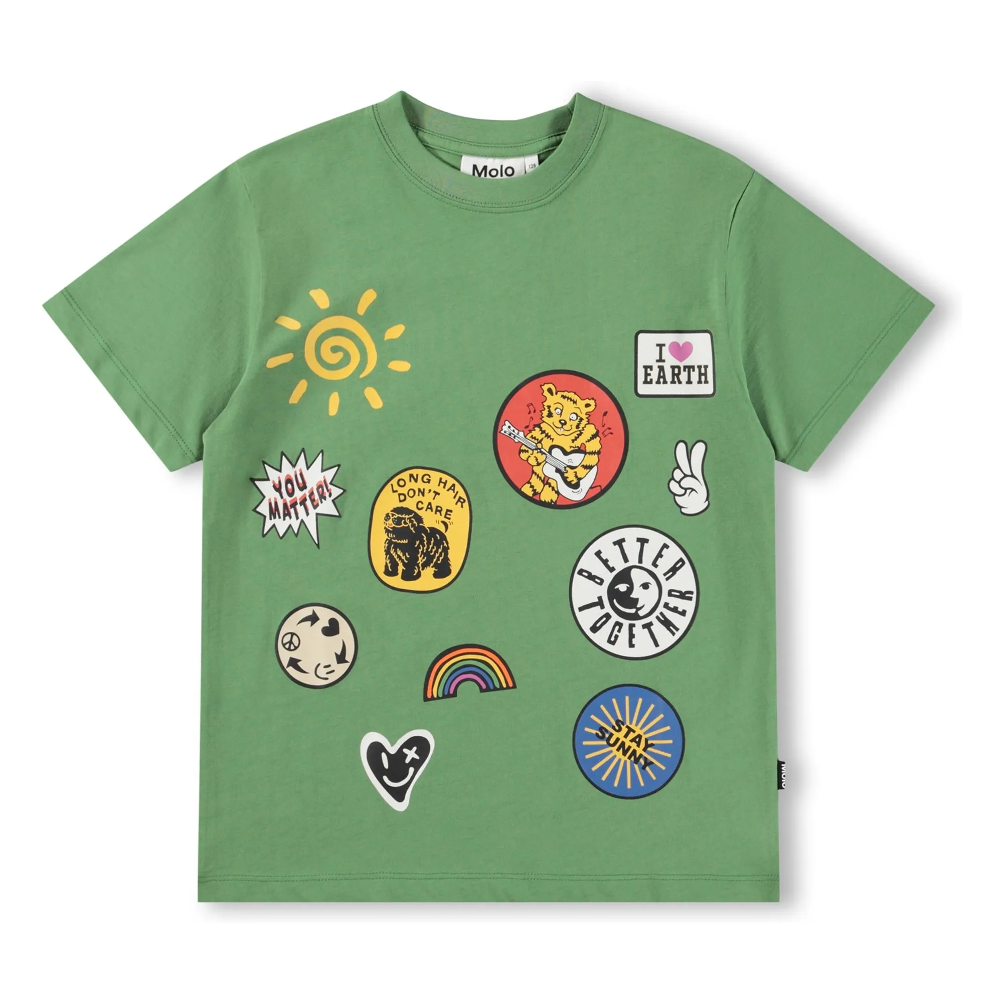 Molo Green Riley T-Shirt Organic Cotton Patches