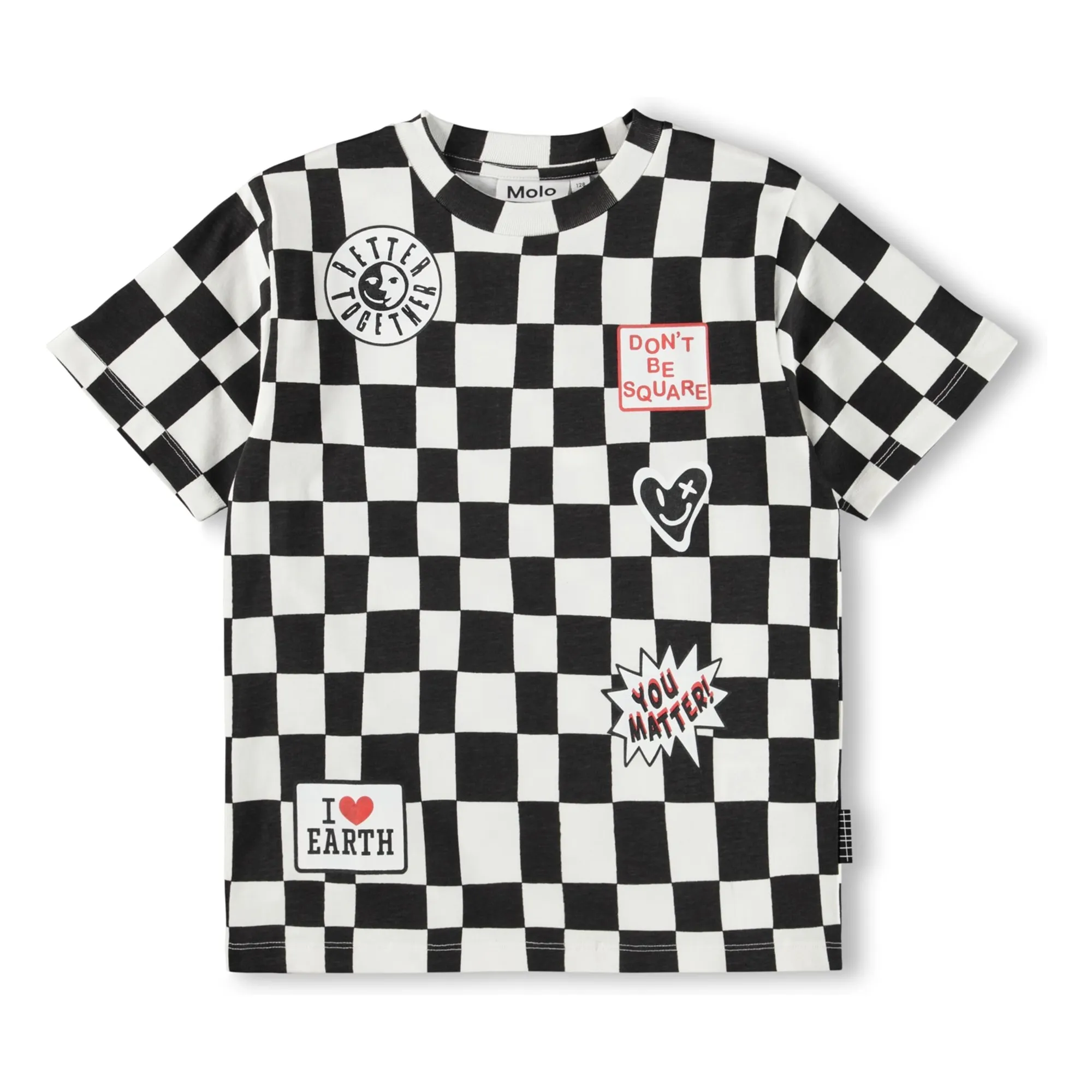 Molo Black Riley Damier Organic Cotton T-Shirt