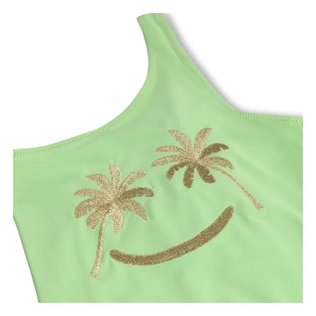 Traje de baño asimétrico Nai Golden Smile Fibras recicladas | Verde Anís