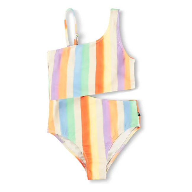 Costume da bagno asimmetrico Naan con striscia in fibra riciclata | Arancione