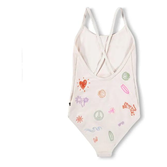 Bañador de fibra reciclada Nanna Minis Doodles | Crudo