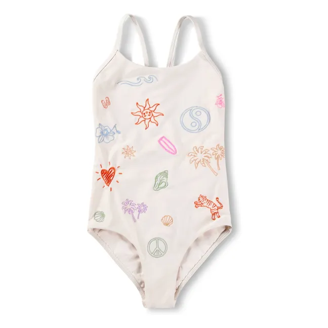 Costume da bagno in fibra riciclata Nanna Minis Doodles | Ecru