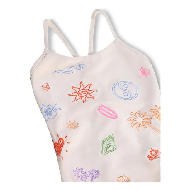 Bañador de fibra reciclada Nanna Minis Doodles | Crudo