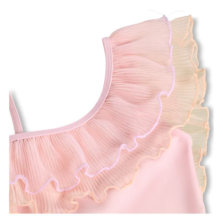 Traje de baño asimétrico con volantes Nilla Fibras recicladas  | Rosa Pálido- Imagen del producto n°3