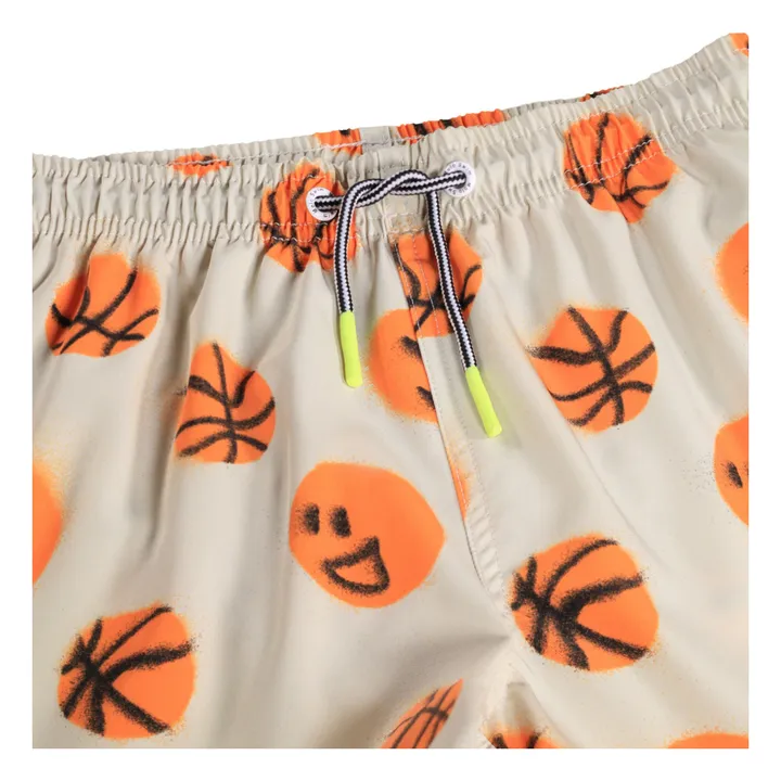 Short de Bain Niko Basketballs Fibres Recyclées | Beige- Image produit n°2