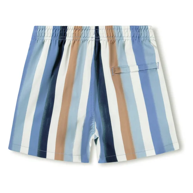 Pantaloncini da bagno in fibra riciclata a righe Niko | Blu