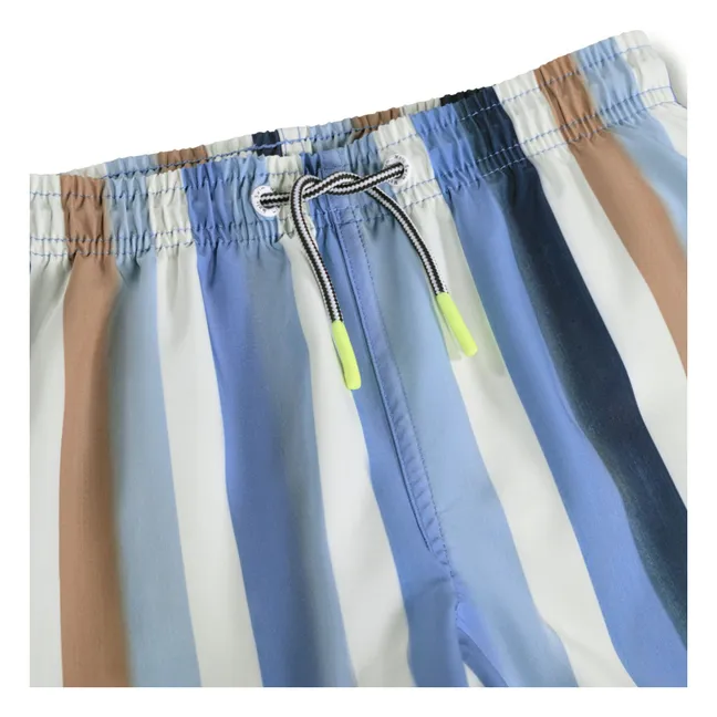 Pantaloncini da bagno in fibra riciclata a righe Niko | Blu