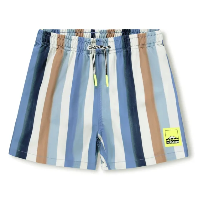 Pantaloncini da bagno in fibra riciclata a righe Niko | Blu
