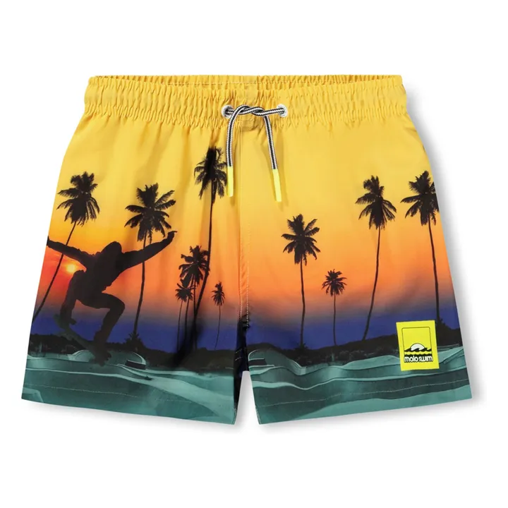 Short de Bain Niko Coucher de Soleil Fibres Recyclées | Jaune- Image produit n°0