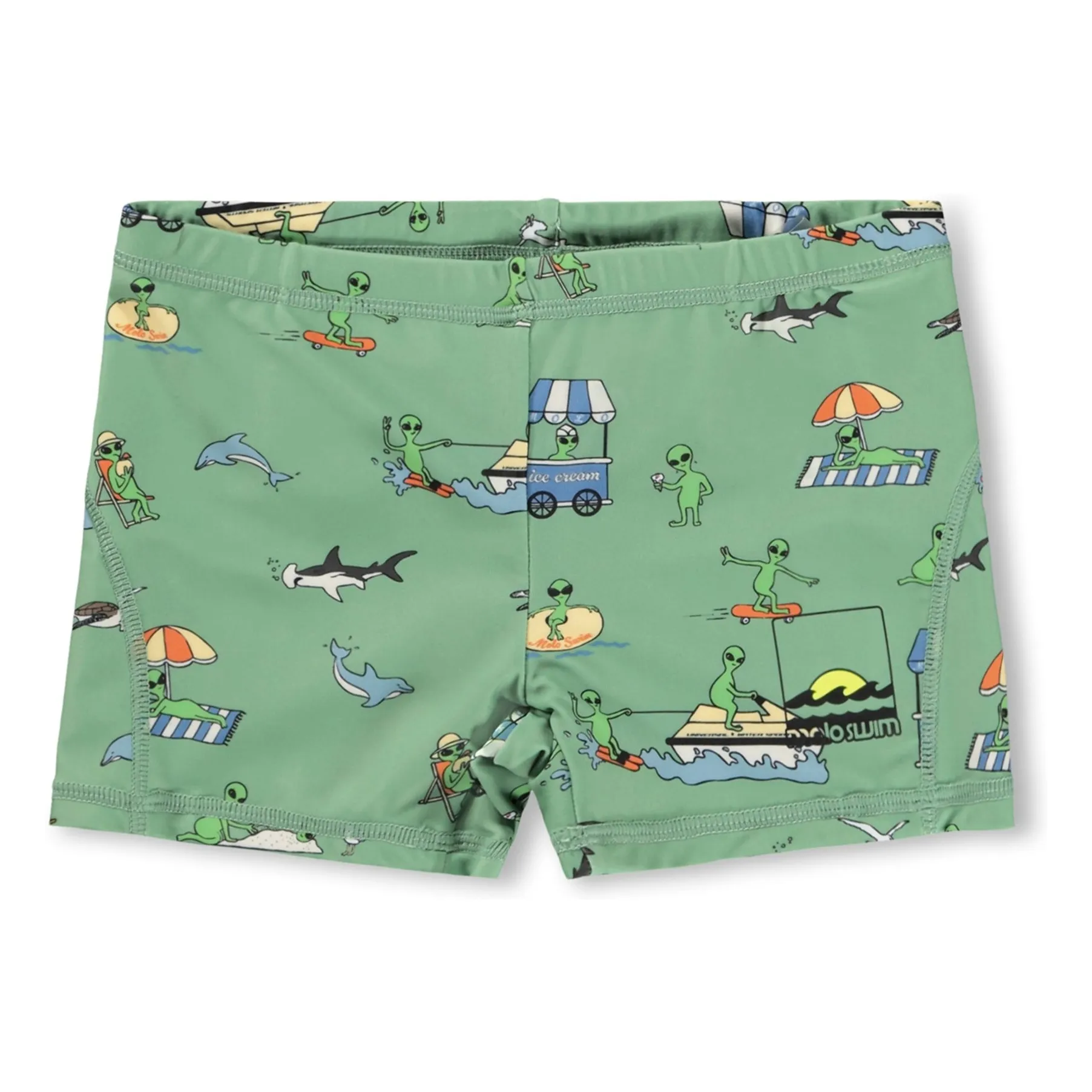 Molo Green Norton Aliens Recycled Fiber Swim Shorts