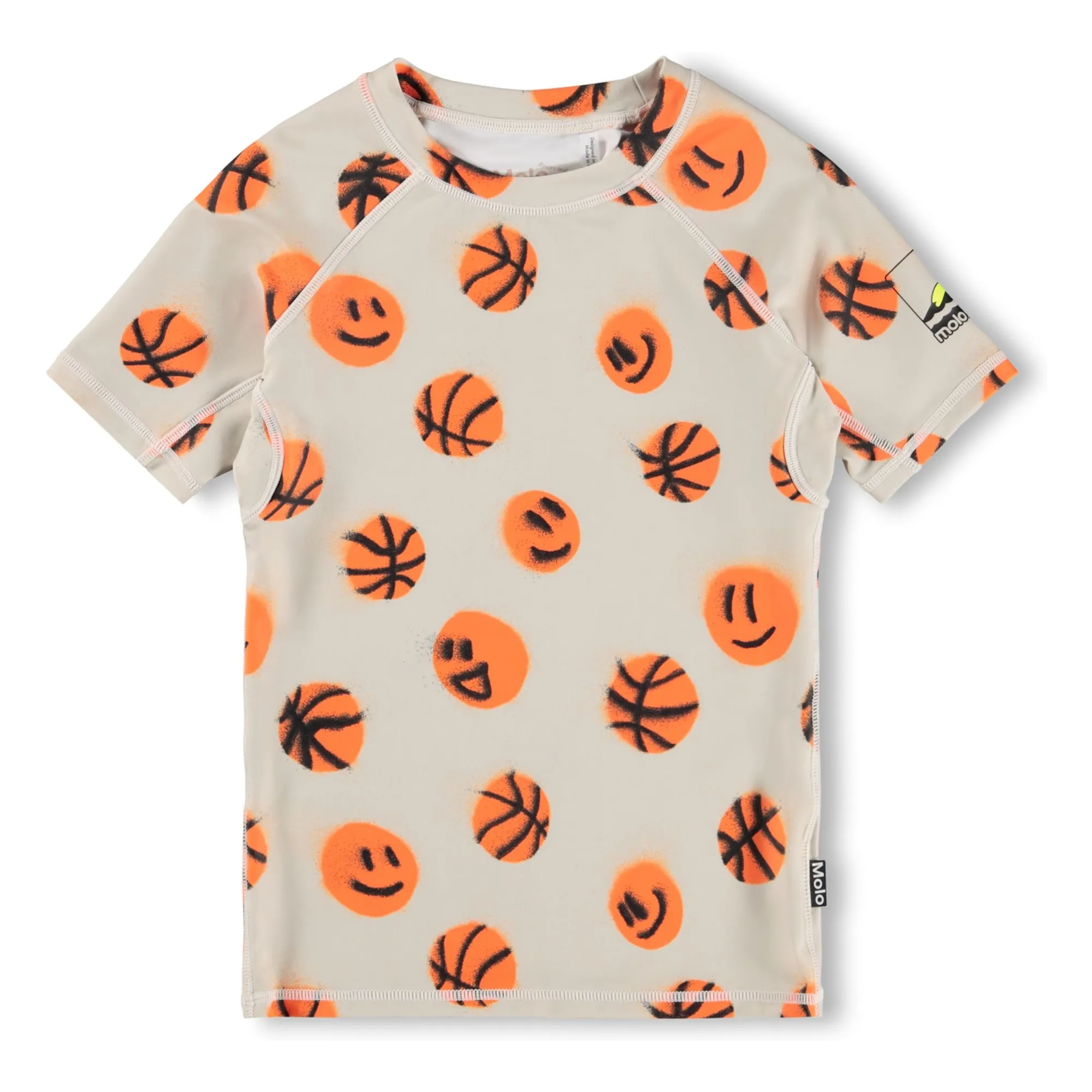 Molo Beige Anti-Uv T-Shirt Neptune Basketballs Recycled Fibers