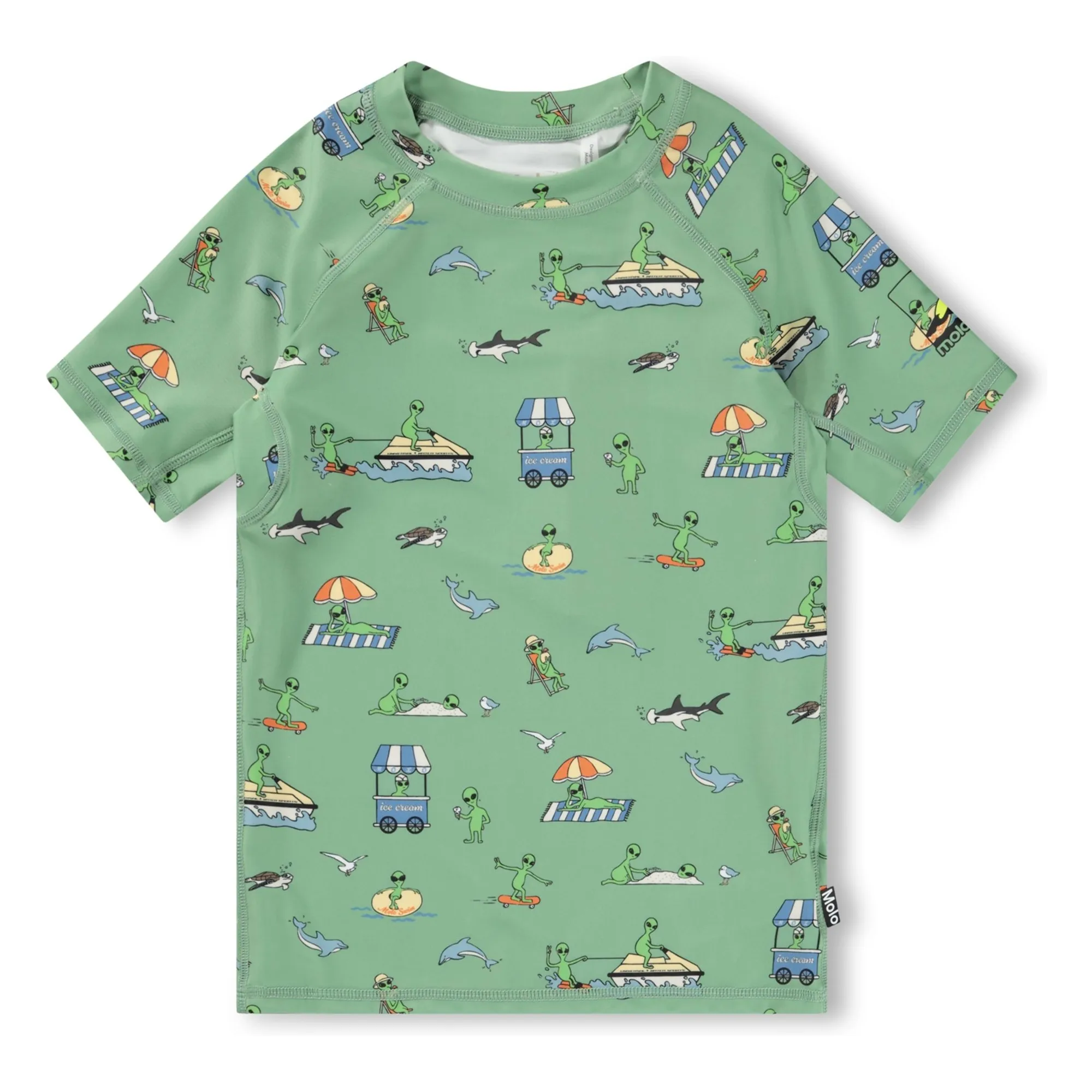 Molo Green Neptune Aliens Uv Protection T-Shirt Recycled Fibers