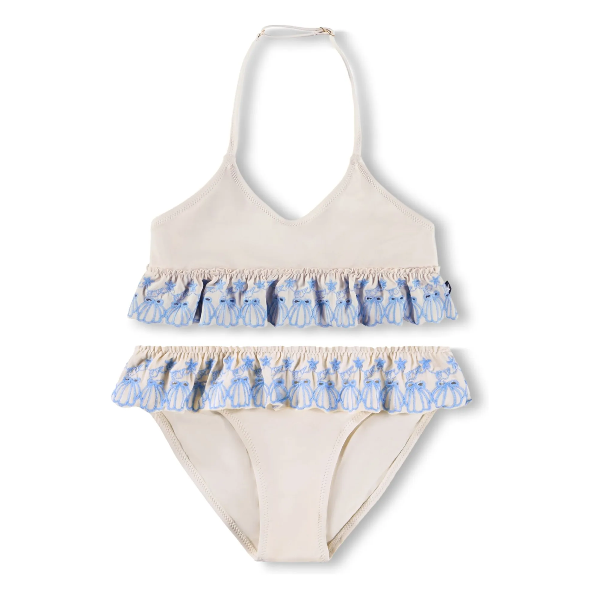 Molo Ecru Nanda Ruffle Swimsuit Recycled Fibers